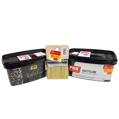 KALAHARI KASZMIR 1 L KREMOWY | ZESTAW PROMOCYJNY: INITIUM 1L + PĘDZEL DEKORACYJNY 76MM 5905400671971