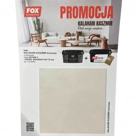 KALAHARI KASZMIR 1 L KREMOWY | ZESTAW PROMOCYJNY: INITIUM 1L + PĘDZEL DEKORACYJNY 76MM 5905400671971