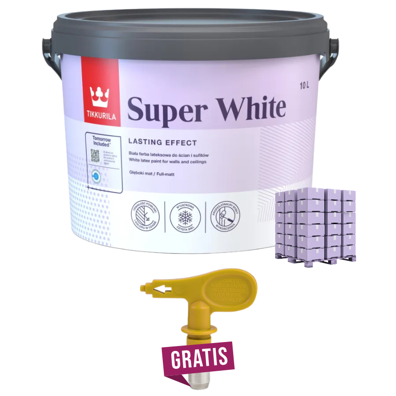 Paleta Tikkurila Super White (44 szt.) + Dysza Wagner 517 GRATIS 
