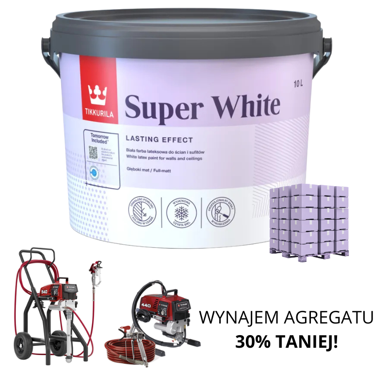 Paleta Tikkurila Super White (44 szt.) + 30% rabatu na wynajem agregatu Titan 